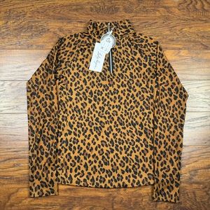Women's Golf Lady Hagen UV long sleeve 1/4 Zip leopard hazel Sz XS RTL $70.00